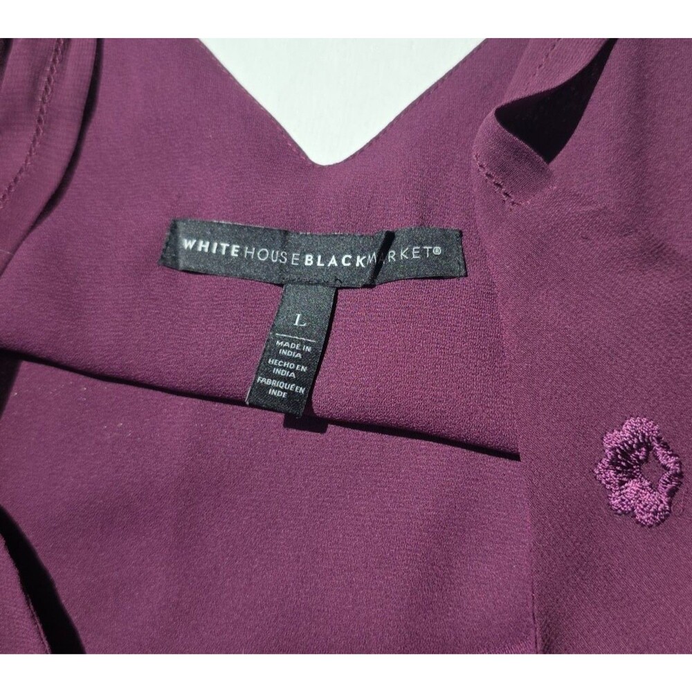 WHBM Tank Top Floral Embroidered w/ Sheer Layer Romantic Feminine Boho Purple L - Picture 4 of 8